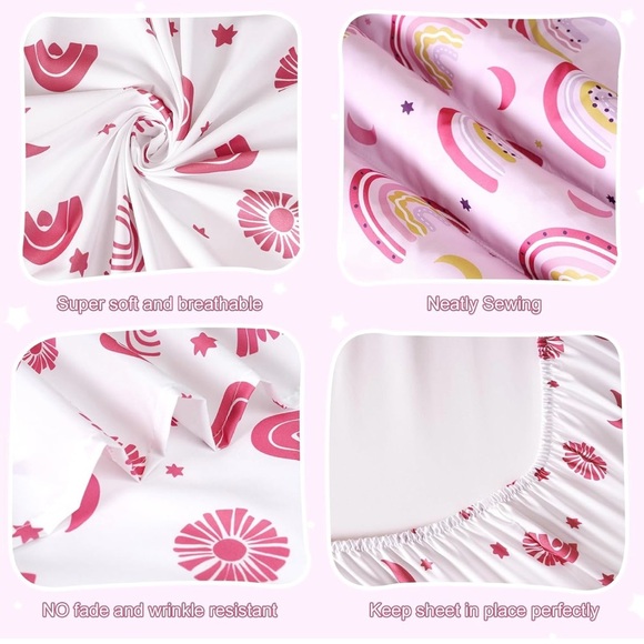 4pc Toddler Rainbow Bedding Set NEW - Picture 6 of 6